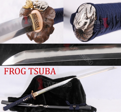 Full Tang Damascus Clay Tempered Abrasive Japanese Sword Katana Razor Sharp Blade