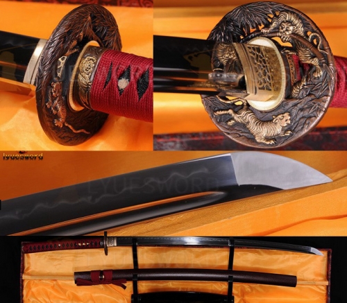 41" Handmade Japanese Samurai Sword KATANA Real Clay Tempered Hamon Full Tang Razor Blade