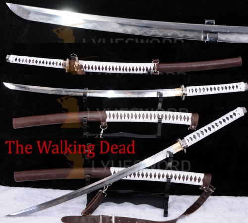 The Walking Dead Katana-Michonne's Sword Zombie Killer Folded Steel Clay Tempered Battle Sword Razor Sharp