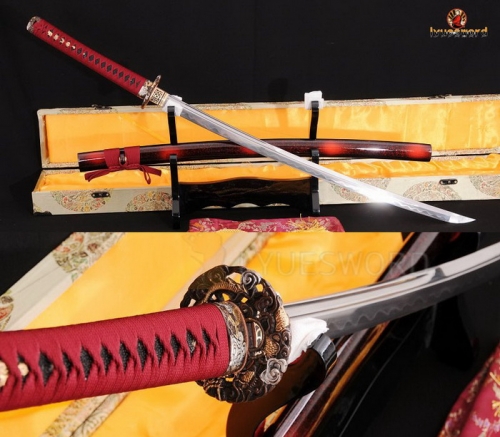Japanese Samurai Sword KATANA Folded Steel Clay Tempered Sharp Blade Real Cut