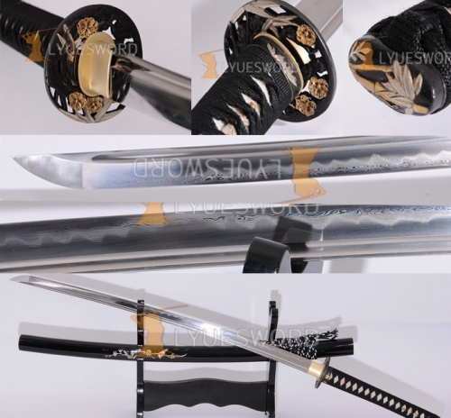 High Quality Japanese Samurai Sword Clay Tempered Katana Folded Steel Kobuse Blade Battle Sharp