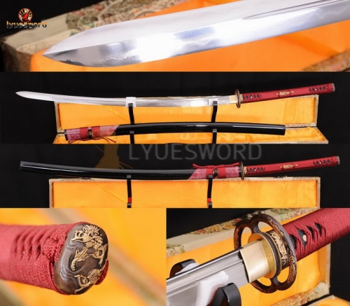 Japanese Sword Katana Folded Steel Clay Tempered Kogarasu-Maru Blade Razor Sharp