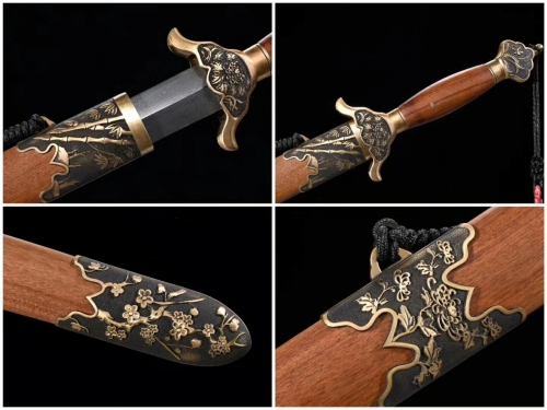 Handmade Chinese Sword Jian Folded Steel Very Sharp Blade High Quality Brass Fitting