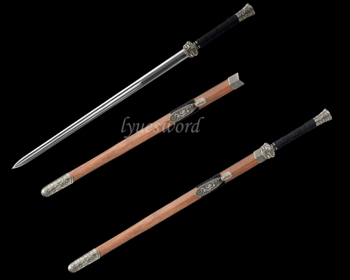 Handmade Folded Steel Double Groove Chinese Sword Very Sharp Battle Jian