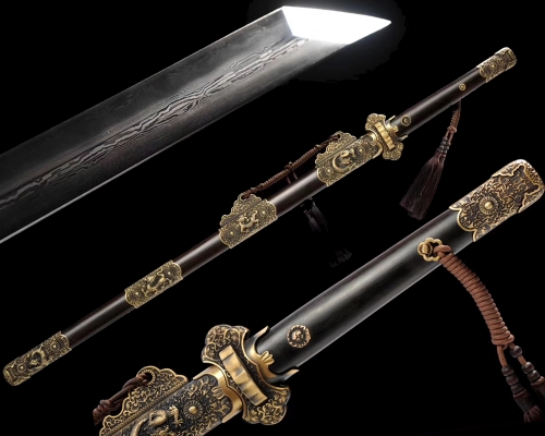 Chinese Tang Drnasty Dao Damascus Folded Steel Clay Tempered Sword Razor Sharp edge Kiriha Zukuri Blade