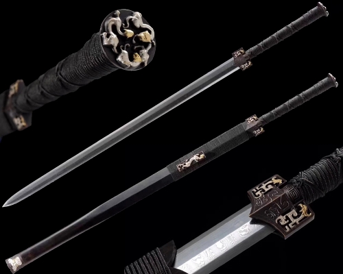 Hand Forged Folded Damascus Steel Blade / Han Dynasty Jian / Chinese Sword / Eight - Sided Blade / Razor Sharp Edge