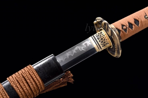 Fully Sharpened Japanese Samurai Katana Sword Full Tang Real Clay Tempered Sharp Blade Snake Tsuba