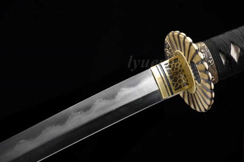 Damascus Katana Folded Steel Real Clay Tempered Blade Hand Craft Japanese Samurai Sword Battle Ready