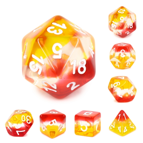 7 Pcs (Red+White+Yellow) Transparent Dice