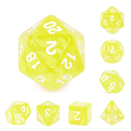 Bright Yellow Pearl Color Dice Set