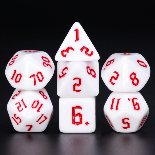 White Opaque dice(Red font)