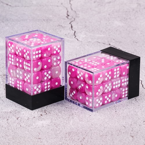 (Pink+White) 12mm D6 pips dice