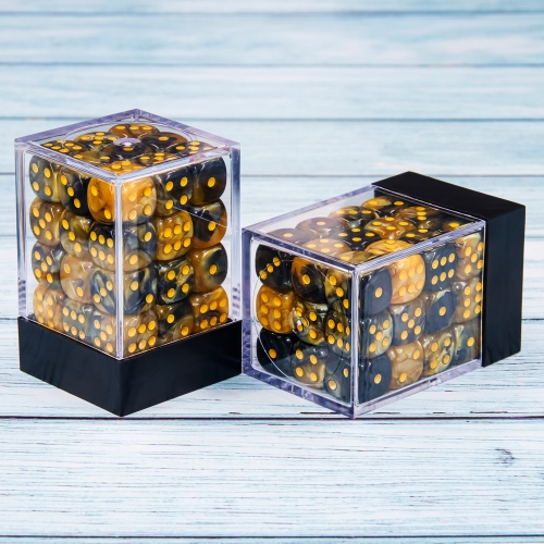 (Yellow+Black) 12mm D6 pips dice