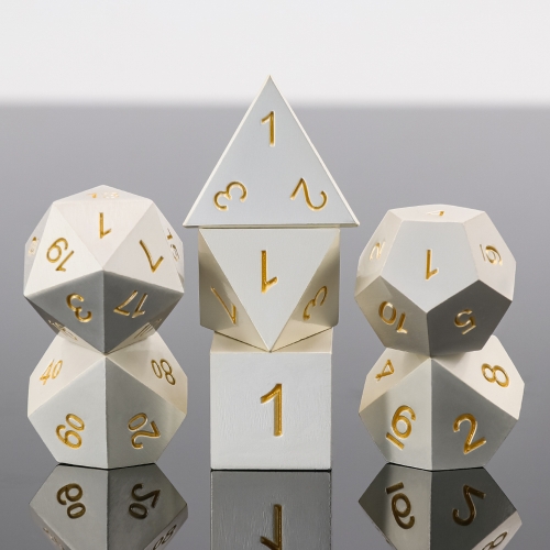 white Metal Dice -Yellow font