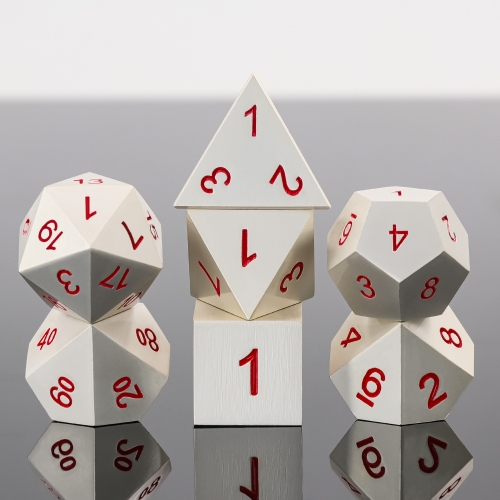 White Metal Dice-Red font