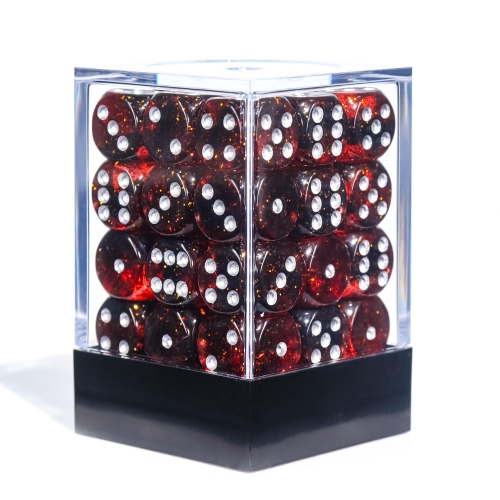 12mm pips dice-Red glitter