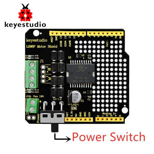 Updated Version  Keyestudio  L298P Shield With Power Switch  For Arduino UNO R3