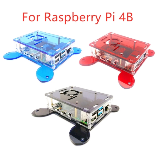 Black/Blue/Red Acrylic Case Box  Wall-mounted for Raspberry Pi 4B/ Mountable Cooling F(No Raspberry Pi 4B Board )an