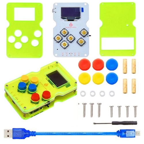 Keyestudio GAMEPI ATMEGA32U4 DIY Kit HandheldCon W/OLED  Game  Machine Console learning Starter Kit for Arduino(AAA battery)