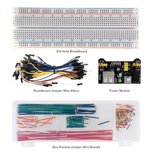 MB102 830 Holes Breadboard +65 Jumper Wires+ Power Supply Module + 140PCS Jumper Wires for Arduino DIY Starter Experiment