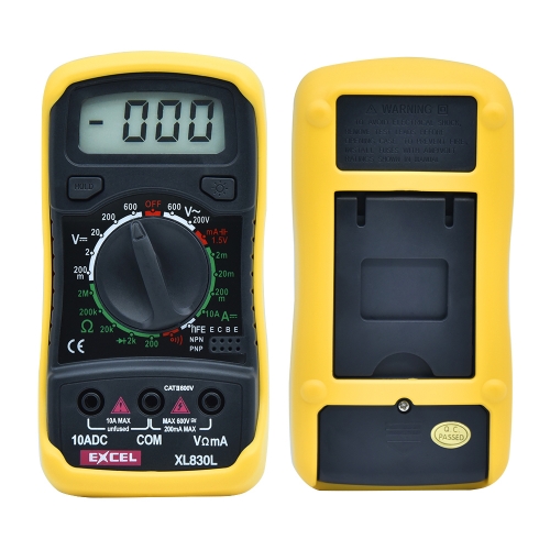 XL830L Mini Digital Multimeter AC/DC Current 20A Portable LCD 3-1/2 Digital Clamp 200MΩ Resistor 6F22 9V Battery Instrument