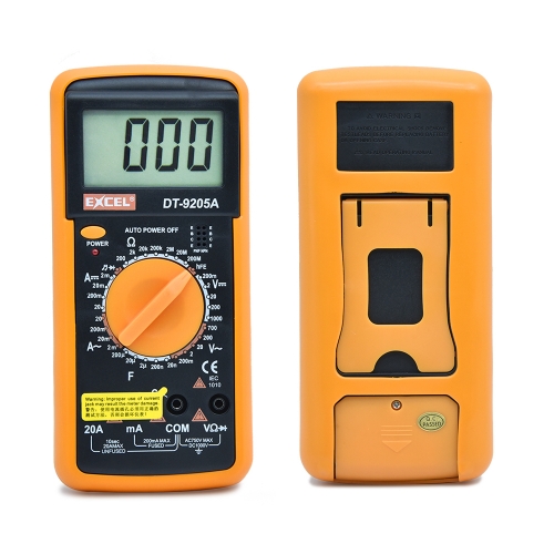 DT9205A Fully Protected Multimeter 200MΩ Resistor AC/DC 20A 6F22 9V Battery Digital Multimeter Measuring Instrument