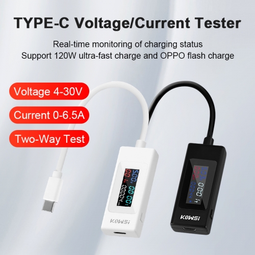 TYPE-C VoltagelCurrent Tester Real-Time Monitoring Support 120W Ultra-fast Charge/OPPO Flash Charge