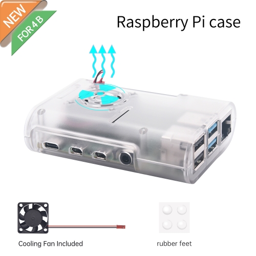 Raspberry Pi 4B Case ABS Case Box Enclosure Shell + Fan transparent For Raspberry Pi 4 Model B