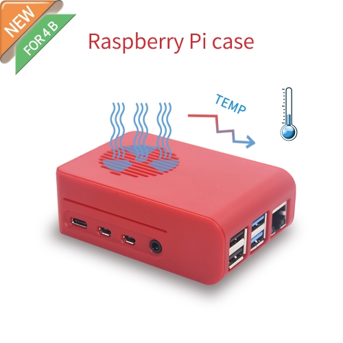 Raspberry PI 4B Shell ABS RED Case Box For Raspberry Pi 4 Model B(Installable fan)