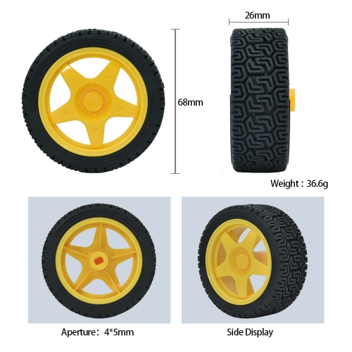 (2 pieces /LOT) Rubber wheel / tire wheel smart car /car wheel for robot car