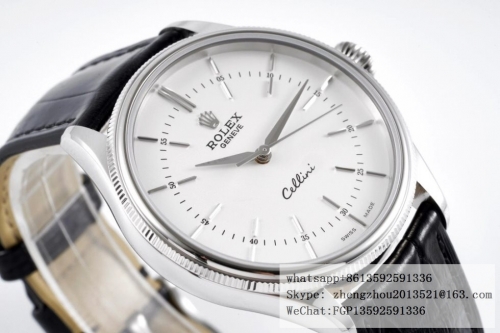 ROLEX KZF Factory Best Edition 1 : 1 Rolex Cellini Time with Asia Clone 3132 Cellini Time 50509 SS/LE White Stk/Rm KZF Asia 3132