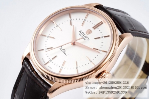 ROLEX KZF Factory Best Edition 1 : 1 Rolex Cellini Time with Asia Clone 3132 Cellini Time 50505 RG/LE White Stick KZF Asia 3132