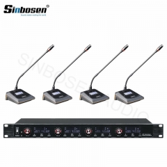 Sinbosen UR-6004 profesional inalámbrico de alta calidad para micrófono de cuatro conferencias para reuniones