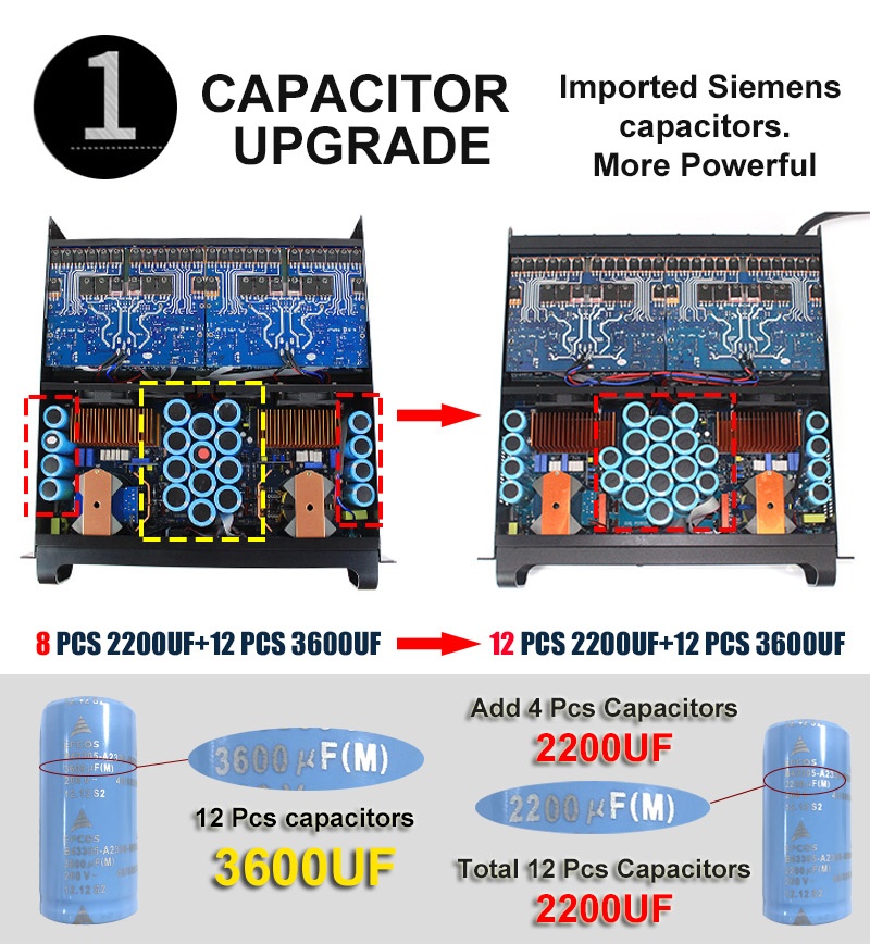 2020 Actualización del amplificador de potencia Sinbosen FP20000Q de nuevo, actualización del condensador.