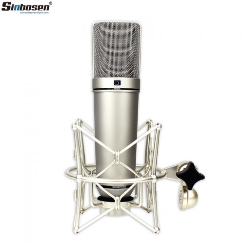 Microphone Sinbosen omnidirectionnel cardioïde en forme de 8 U87 microphone à condensateur d'enregistrement en studio de diffusion en direct
