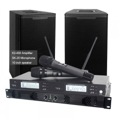 Sinbosen dj ktv amplifier K2-450 2ch 450w amplificador digital con micrófono inalámbrico y altavoz de 10 pulgadas de audio para el hogar