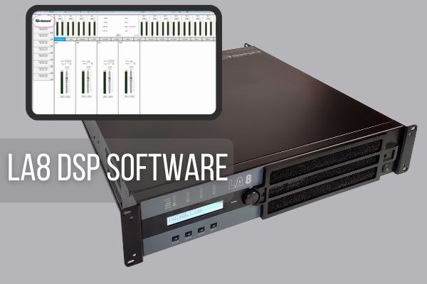 How to connect and use the DSP software of the LA8 power amplifier?