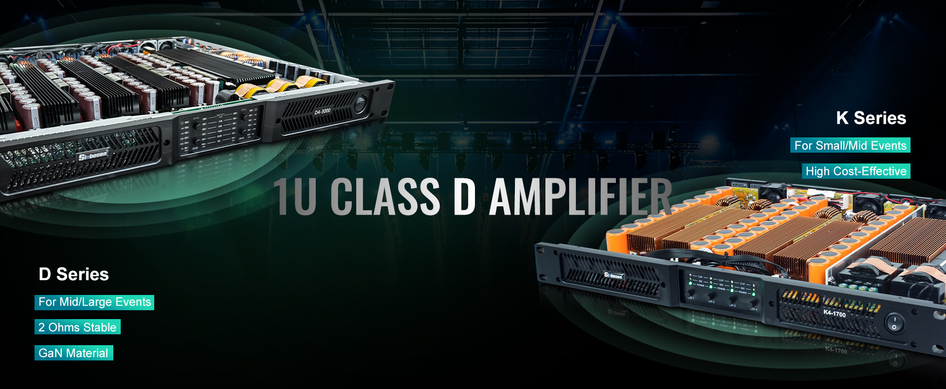 sinbosen portable digital class d 1u professional stage power amplifier