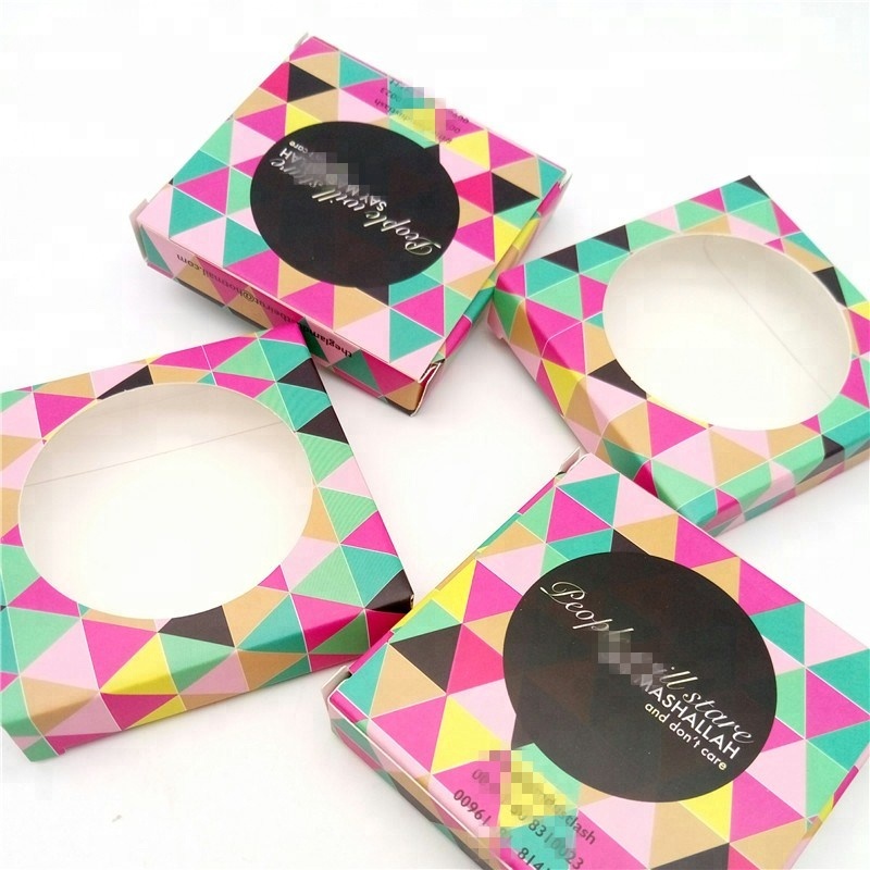 boîte de papier coloré carré de marque privée de cils synthétiques