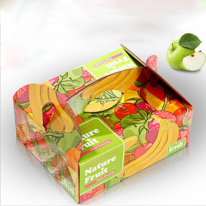 Alça portátil de frutas caixa de presente caixa de embalagem de papel com impressão a cores