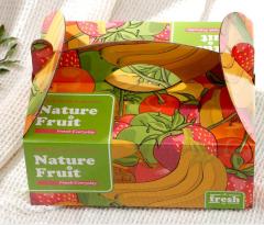 Caja de regalo de fruta con mango portátil, caja de embalaje de papel con impresión en color