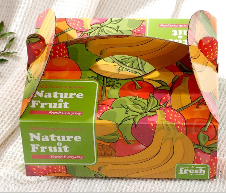 Portable handle fruit gift box paper packaging box with color printing