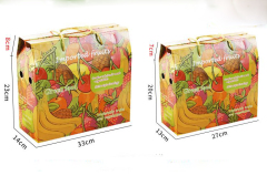 Caja de regalo de fruta con mango portátil, caja de embalaje de papel con impresión en color