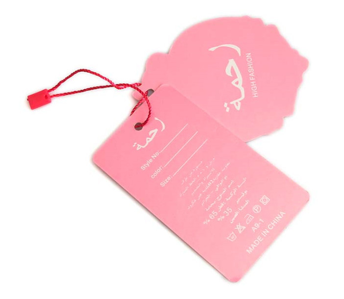 Vestuário de papel em forma de coração em relevo personalizado Hangtag com logotipo de ouro