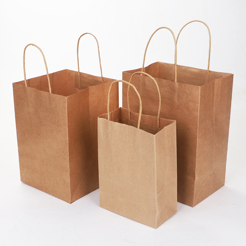 Recyclable kraft paper shopping bags