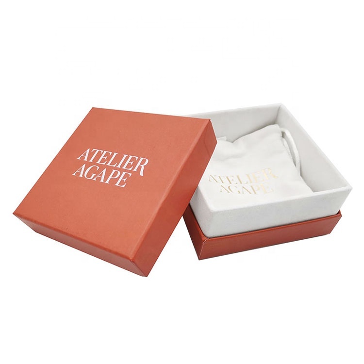 Paper Jewelry Box Necklace Jewelry Box with White Velvet Pouch