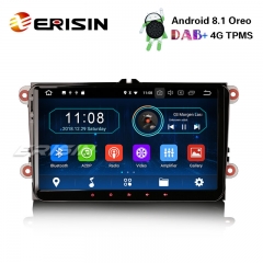 Erisin ES3991V 9" DAB + Android 8.1 Estéreo para automóvil OBD para VW Golf Passat Tiguan Polo Seat GPS OPS BT
