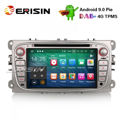 Erisin ES4809FS 7" Android 9.0 voiture stéréo DAB + GPS DVR DTV 4G CD BT pour Ford Mondeo Focus S / C-Max Galaxy