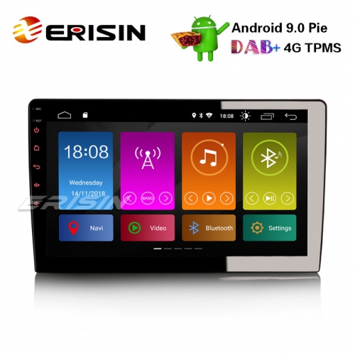 Erisin ES2912U 10.1" Android 9.0カーステレオGPS WiFi DAB + / DVR / DVB-T2 / TPMS-IN OBD Sat Nav 4G BT