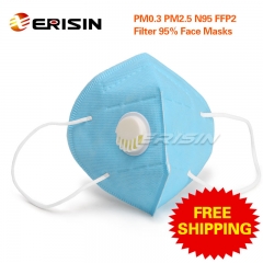 Erisin Es124 dobrável n95 ffp2 p2 máscara com válvula de respiração anti-poeira respirador auto-escorvante filtro arado